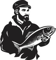 pulcro pescador logo diseño negrita y moderno pescador logo icono ojo atrapando y impactante vector