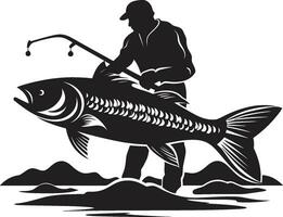 pescador logo con sólido color negrita y impactante pescador logo con degradado color moderno y dinámica vector