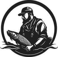 Fisherman Logo with Sans Serif Font Modernity and Simplicity Fisherman Logo with Monogram Personalization and Style vector