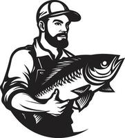 pescador logo eterno símbolo de perseverancia pulcro pescador logo diseño negrita y moderno vector