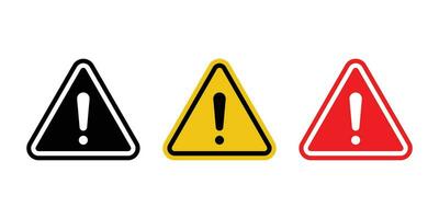 Caution warning signs set. Attention sign with exclamation mark icon vector