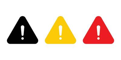 Caution warning signs set. Attention sign with exclamation mark icon vector