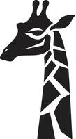 jirafa majestad en negro emblemático Arte icono de el sabana elegante jirafa silueta vector