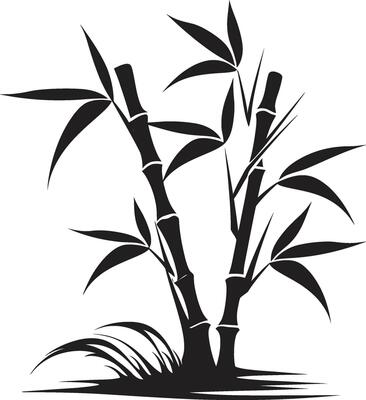 Zen Garden Inspiration Black Bamboo Emblem Elegant Natures Touch Vector Icon in Black