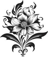 Black Floral Icon for a Woodland Look Black Floral Icon for a Coastal Look vector