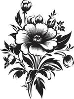 Black Floral Icon to Create a Sense of Calm and Tranquility Black Floral Icon to Add a Touch of Luxury to Your Design vector