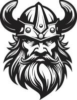 de ébano conquistador un vikingo jefe mascota Valhalla guardián un adivinar vikingo emblema vector