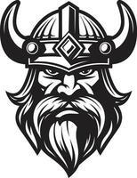 Valhalla guardián un adivinar vikingo emblema escarchado merodeador un vikingo icono de hielo vector