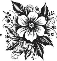 Black Floral Icon for a Coastal Look Black Floral Icon for a Nautical Look vector