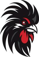 Bold Black Mascot Logo Rooster Symbol in Motion vector