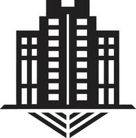 Majestic Urban Excellence Black Building Emblem Sophisticated Skyscraper Black Apartment Vector