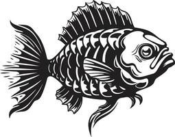 The Submerged Bones Fish Skeleton Logo Design X Ray Vision of the Deep Blue Fish Vector Skeleton