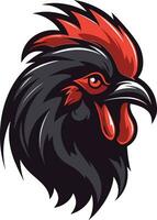 Contemporary Rooster Emblem with Serene Appeal Regal Black Rooster Mascot for Brand Recognition vector