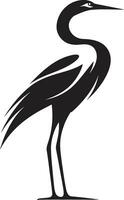 Heron Vector Symbol in Black Graceful Heron Emblem