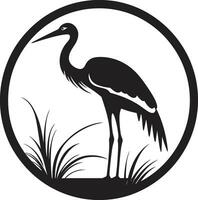 Heron Vector Illustration Heron in Serene Black