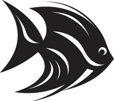 Elegant Angelfish Design Black Vector Icon Angelfish Symbolism Black Logo Brilliance