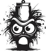 Graffiti Revolution in Black Angry Mascot Fury Personified Vector Spray Paint Icon