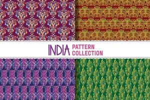 India Pattern Collection, A Grid of Four Colorful, Intricate Designs vector