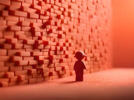 red brick wall with toy photo