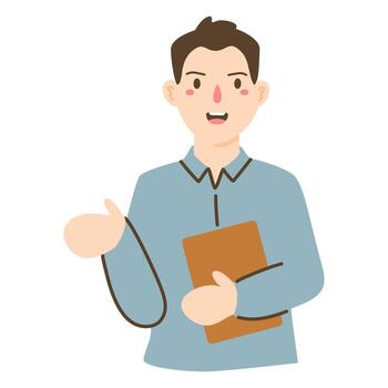 smiling man using tablet computer vector