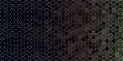 future modern dark hexagon background with colorful lines vector