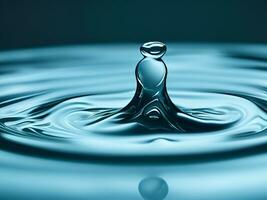 blue drop falling in water photo