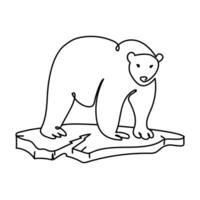 polar oso en un hielo témpano de hielo línea Arte dibujo.global calentamiento concepto.polar oso sencillo emblema icono logo diseño.vector negro y blanco ilustración en sencillo mínimo estilo vector