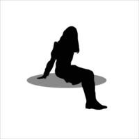 Girl sitting silhouette vector