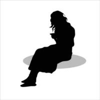 Girl sitting silhouette vector