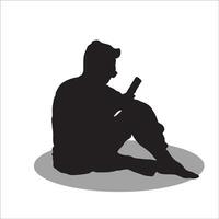 Men sitting silhouette vector