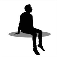 Men sitting silhouete vector