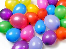 close up colorful balloons for party photo
