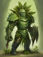 green warrior with a shield and sword photo