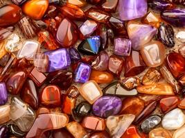 colorful crystals of precious stones as background photo