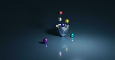 Cup with marble ball with dark 3d Render Image photo
