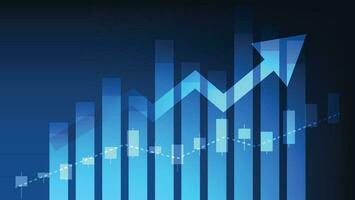 finance background. uptrend arrow with candlesticks and bar chart show economy business statistics vector