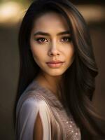 portrait of an attractive young woman with beautiful long hair photo