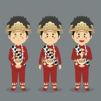 Bangka Belitung Indonesian Character with Various Expression vector