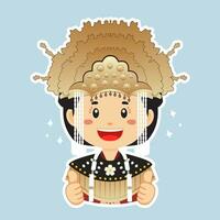 Happy Bangka Belitung Indonesian Character Sticker vector