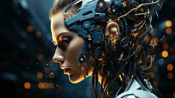 Robot machine learning artificial intelligence AI Generated. photo