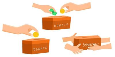 hand drawn illustration of Donating Money to Charity vector