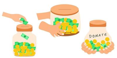 hand drawn illustration of Donating Money to Charity vector