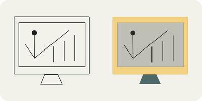 Analytics icon vector collection line art.