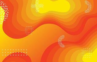 Abstract liquid color background design. Orange and yellow elements with fluid gradient vector