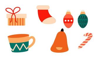 Merry Christmas cute modern minimalist style elements vector