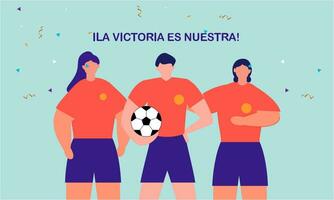 Victory for the Spanish women s national football team vector