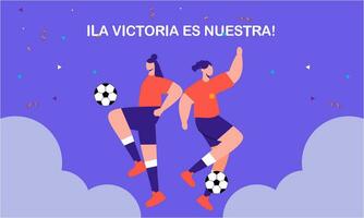 Victory for the Spanish women s national football team vector