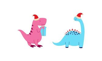 Christmas dinosaur cute design vector set