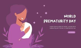 World prematurity day horizontal banner template vector