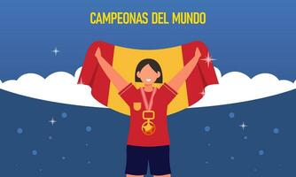 Victory for the Spanish women s national football team vector